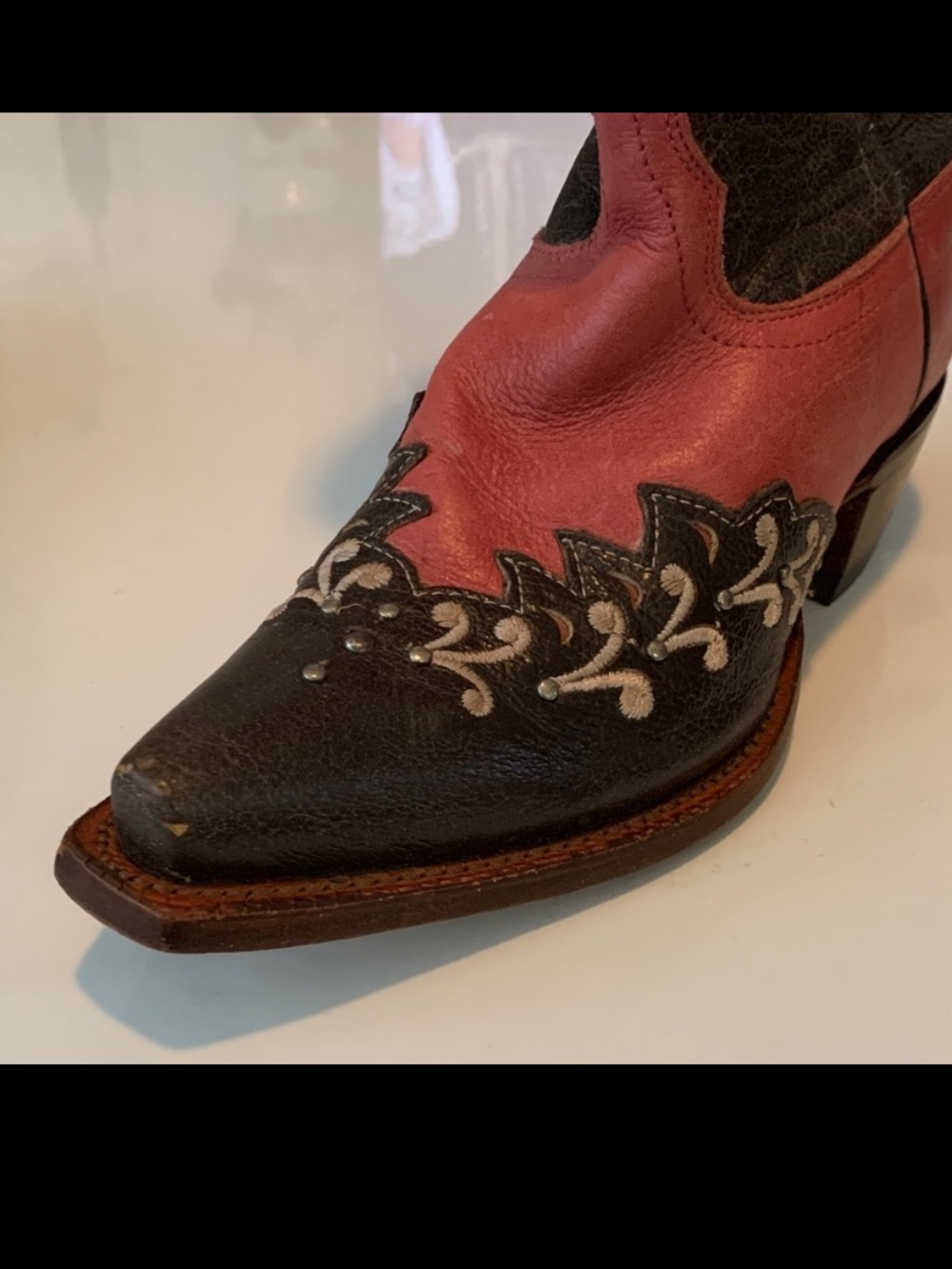 Tony Lama Women’s Cowboy Boots – Pink & Brown Embroidered, Size 5 B - Picture 11 of 12